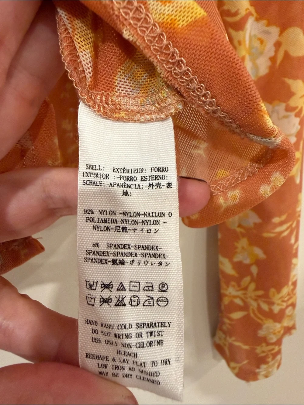 Free People Floral Sheer Mesh Tie Front Button Up Blouse Orange Yellow XS
